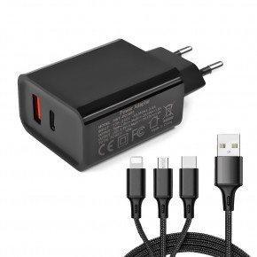 ZTE Axon 11 Caricabatterie PD QC 3.0 Dual Port + USB 3in1